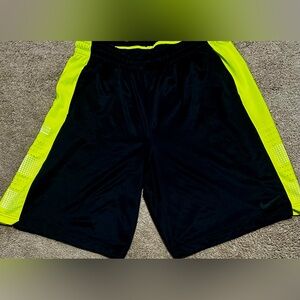 Nike Black and Neon Yellow Athletic Dri-Fit Shorts